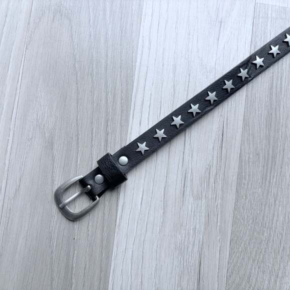 Brandy Melville Black Star Studded Belt Silver Hardware Y2K One Size - Picture 4 of 9